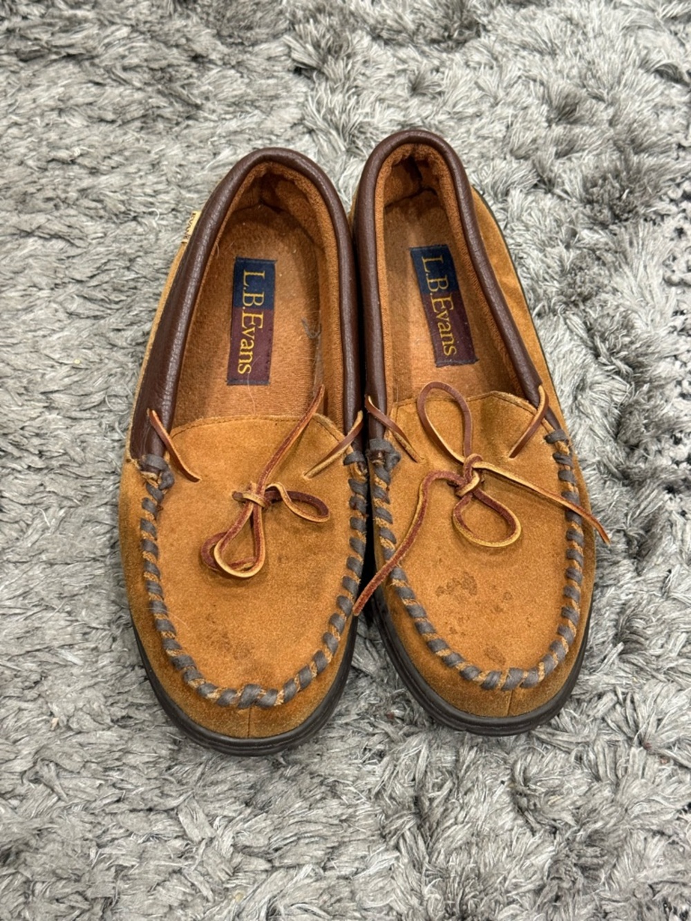 L.B. Evans Atlin Men's Brown Moccasin Slippers in Genuine Suede Size 9M